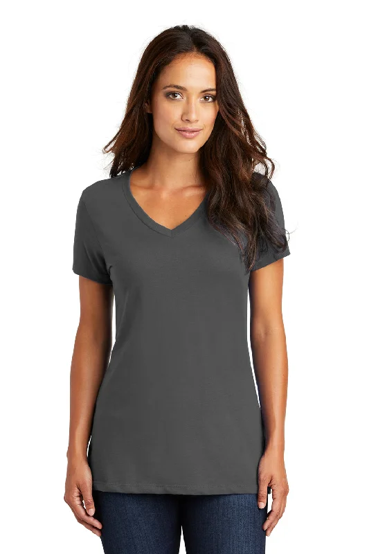 District Womens Perfect Weight Short Sleeve V-Neck T-Shirt - Charcoal Grey