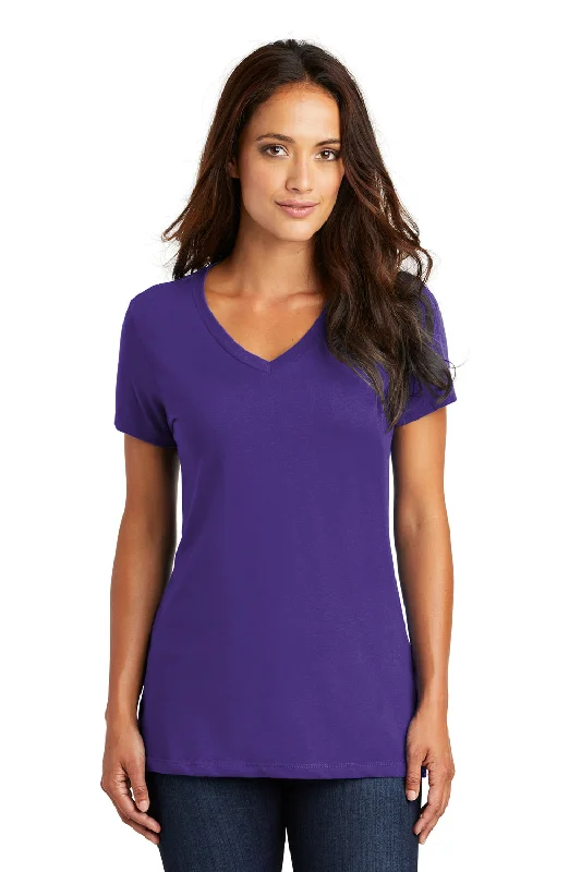 District Womens Perfect Weight Short Sleeve V-Neck T-Shirt - Purple