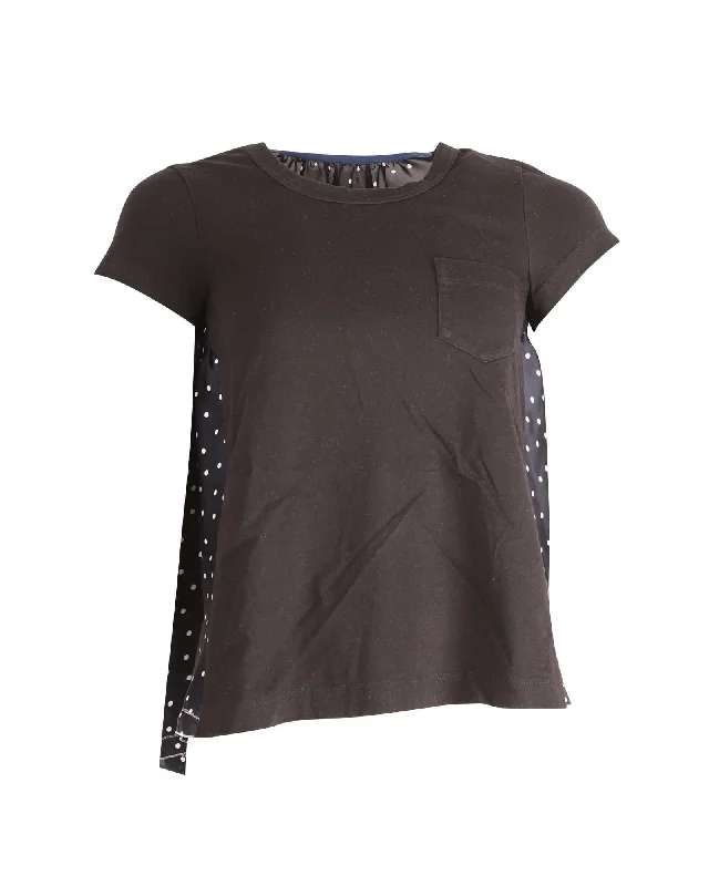 Polka Dot Back T-Shirt in Black Cotton by Sacai