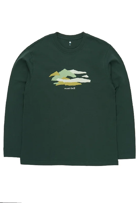 Montbell Pear Skin Cotton Long Sleeve T Yamayama T-Shirt - Dark Green