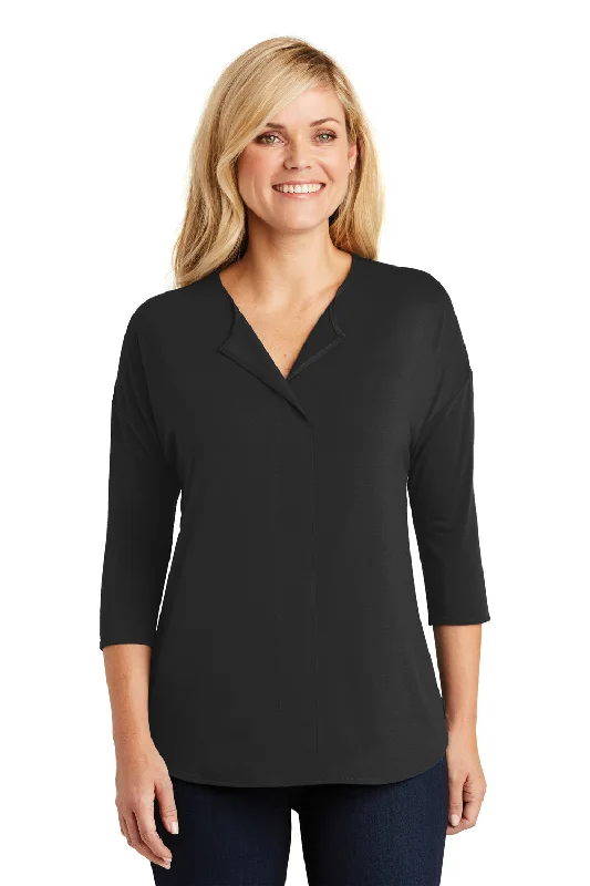 Port Authority Womens Concept Jersey 3/4 Sleeve V-Neck T-Shirt - Black