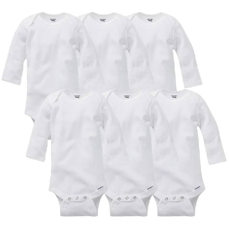 6-Pack White Long Sleeve Onesies® Bodysuits