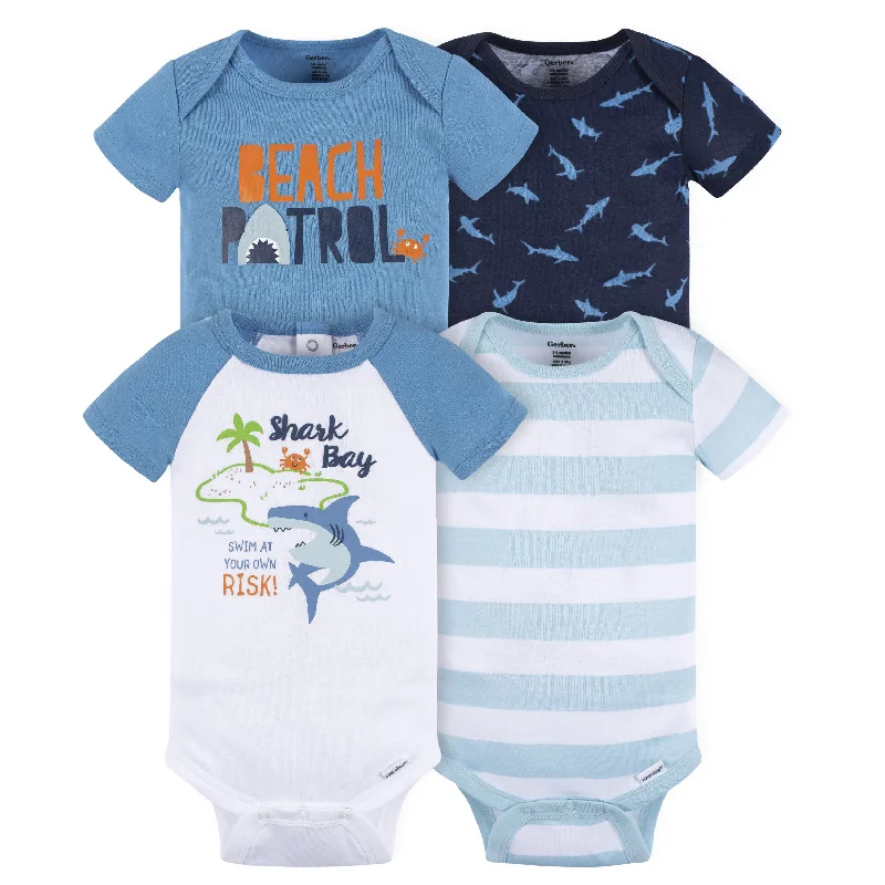 4-Pack Baby Boys Shark Bay Short Sleeve Onesies® Bodysuits