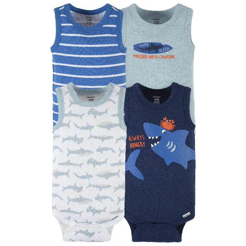 4-Pack Baby Boys Shark Zone Tank Onesies® Bodysuits