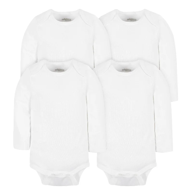 4-Pack Baby Neutral White Long Sleeve Bodysuits