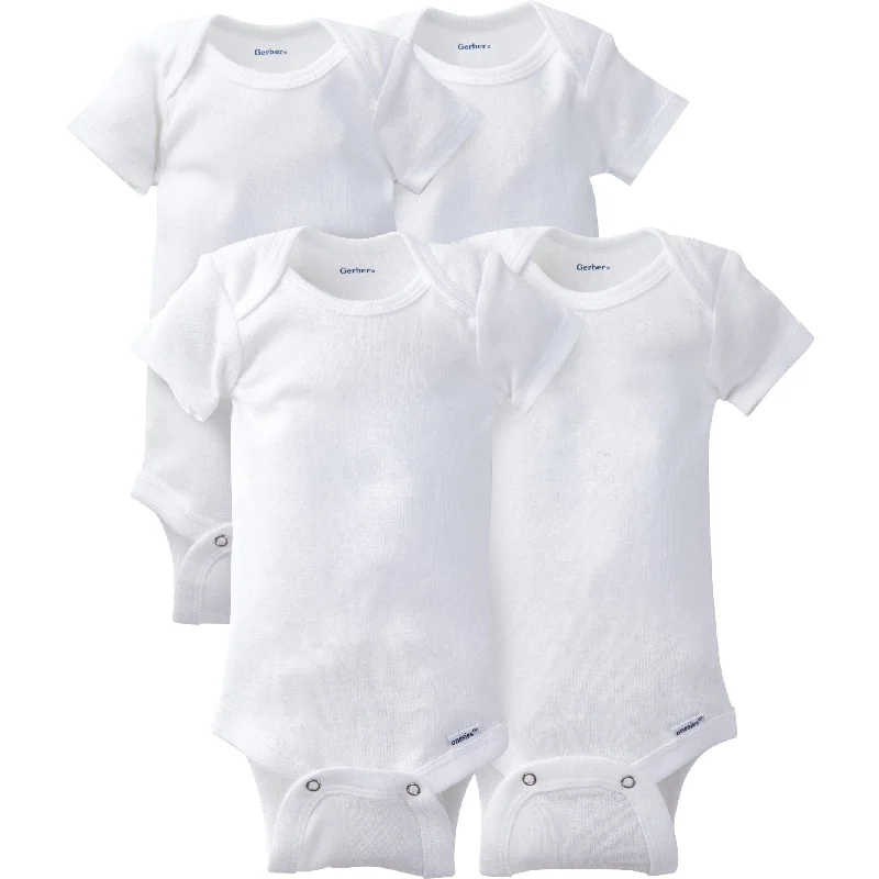 4-Pack Baby Neutral White Short Sleeve Onesies Bodysuits