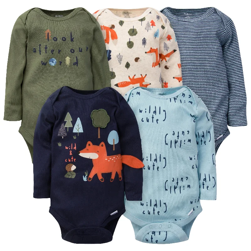 5-Pack Baby Boys Fox Long Sleeve Onesies® Bodysuits