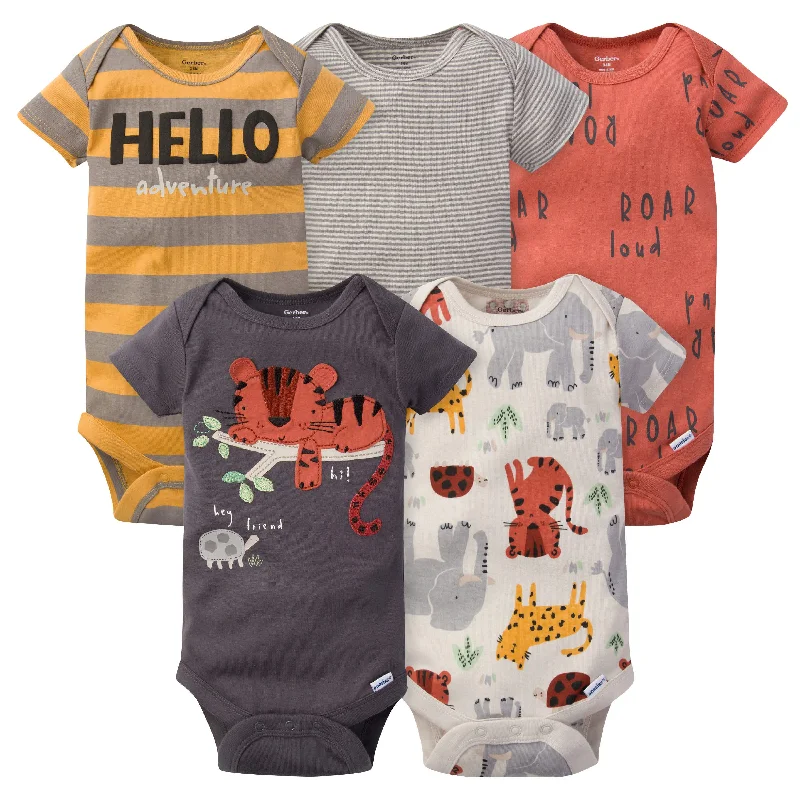 5-Pack Baby Boys Safari Short Sleeve Onesies® Bodysuits