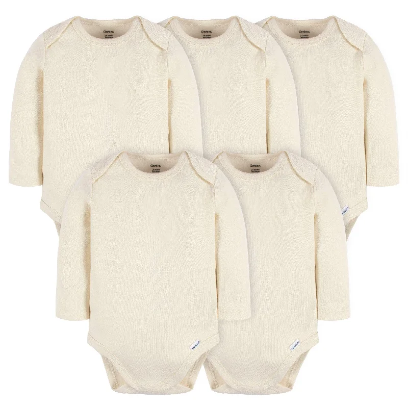 5-Pack Baby Natural Premium Long Sleeve Onesies® Bodysuits