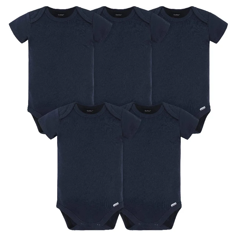 5-Pack Baby Navy Premium Short Sleeve Onesies® Bodysuits