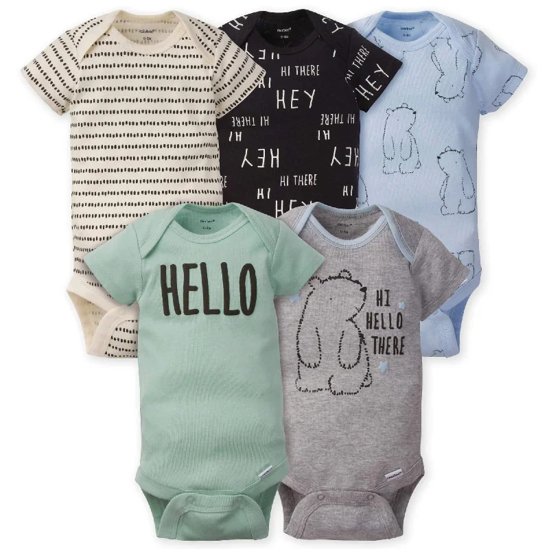 5-Pack Baby Boys Bear Short Sleeve Onesies® Bodysuits