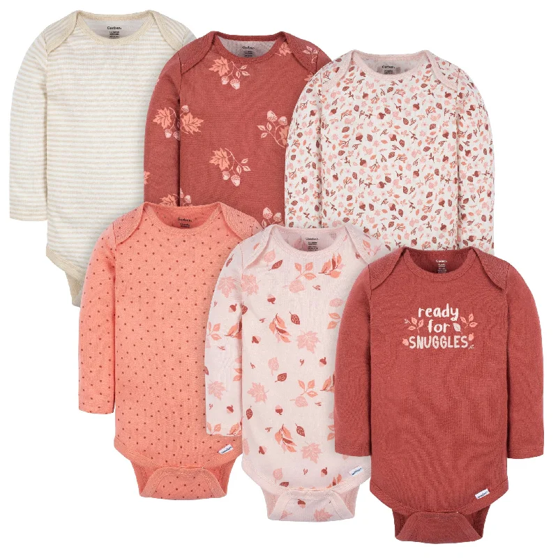 6-Pack Baby Girls Leaves Onesies® Bodysuits