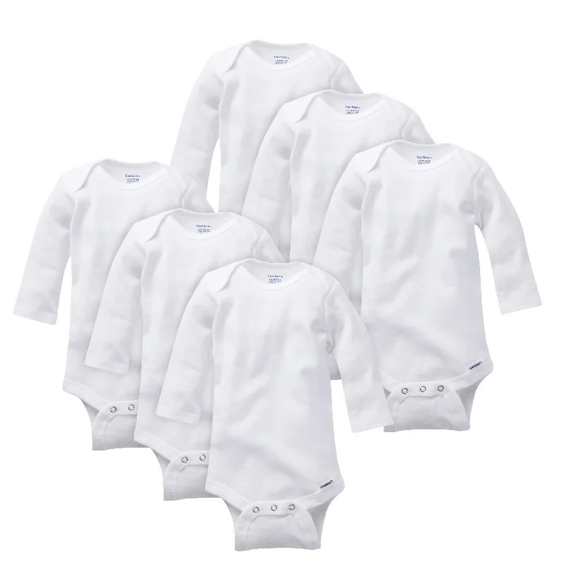 6-Pack Baby White Long-Sleeve Onesies® Bodysuits