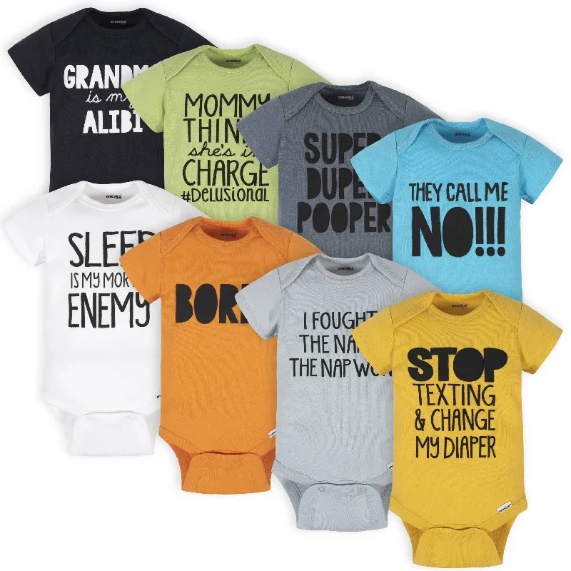 8-Pack Funny Baby Onesies® Brand Bodysuits