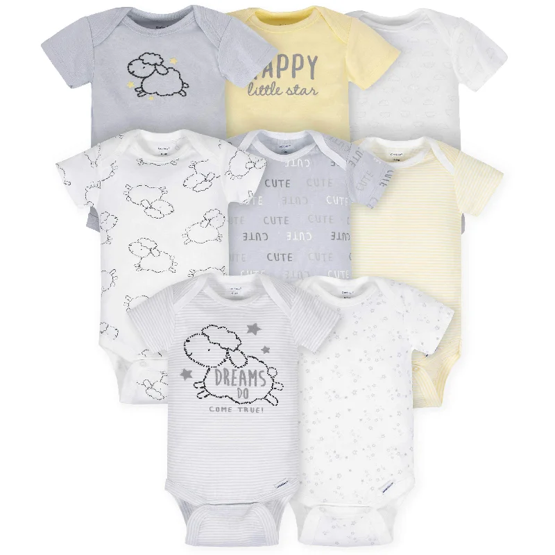 8-pack Baby Neutral Sheep Short Sleeve Onesies® Bodysuits