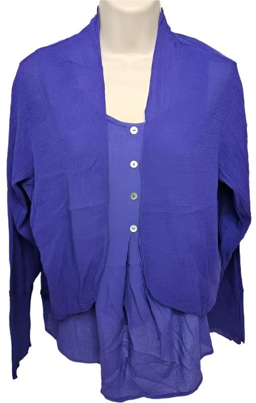 Bolero Jacket Sheer Long Sleeve Purple Women's cg901