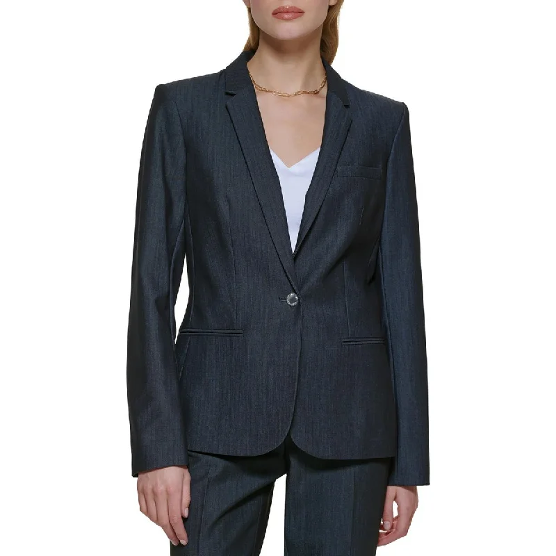 Calvin Klein Womens Solid  One-Button Blazer