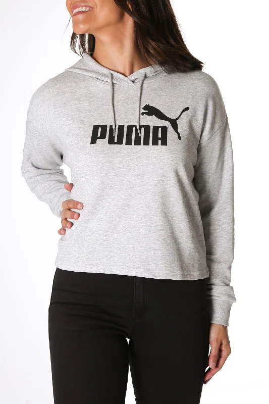 Essentials Cropped Logo Hoodie Light Gray Heather