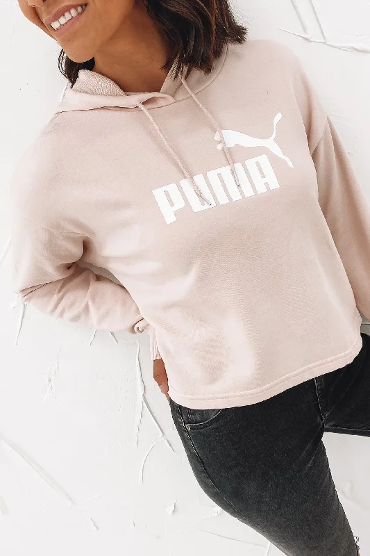 Essentials Cropped Logo Hoodie Lotus Pink