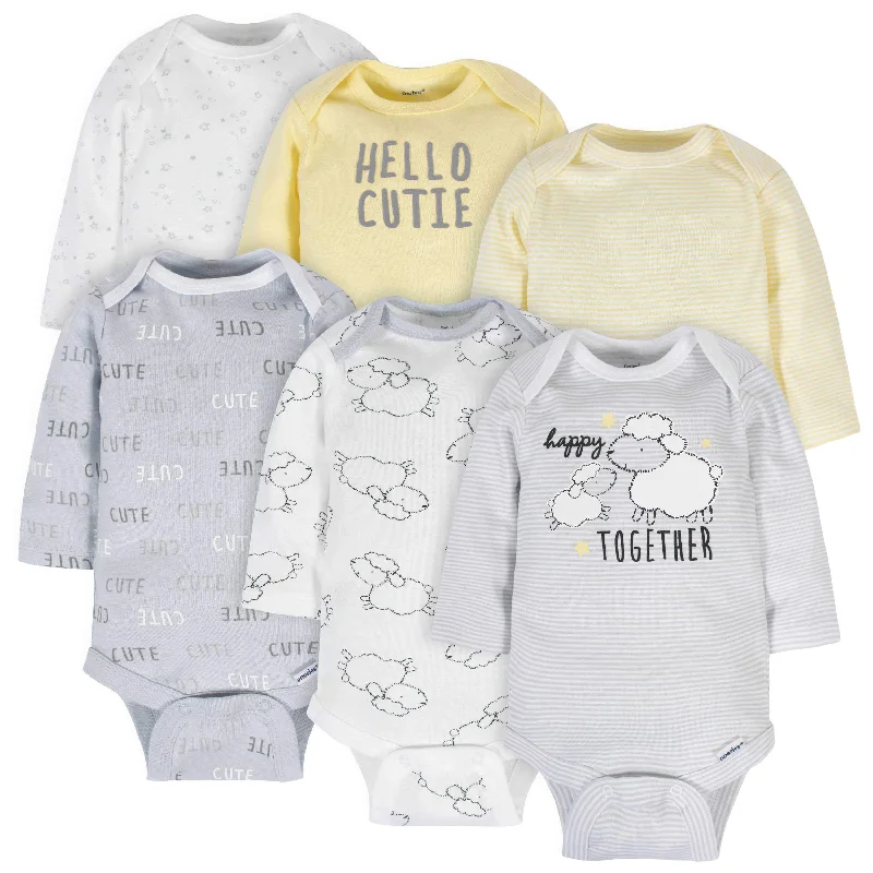 6-Pack Baby Neutral Sheep Long Sleeve Onesies® Bodysuits