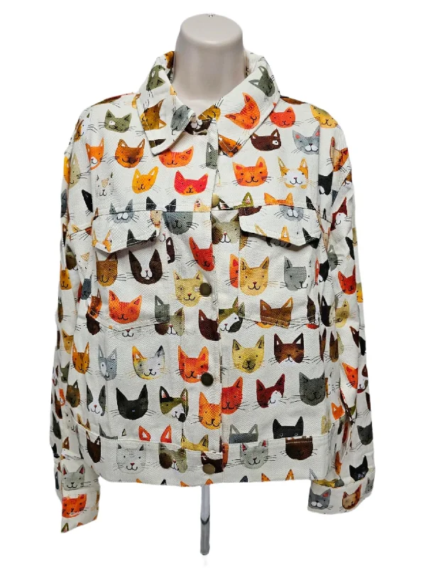 Jacket Button Front 2 Pocket Colorful Cat Women's Aw2450