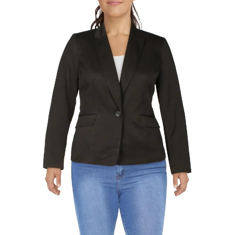 Le Suit Womens Woven Long Sleeves One-Button Blazer