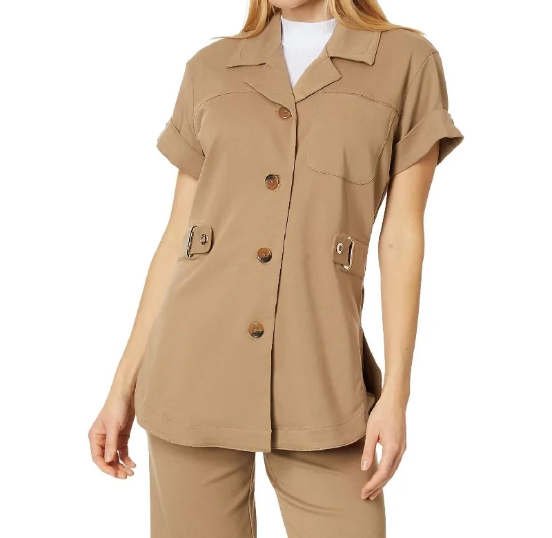 Valley Elasticated Waist Jacket In Pecan