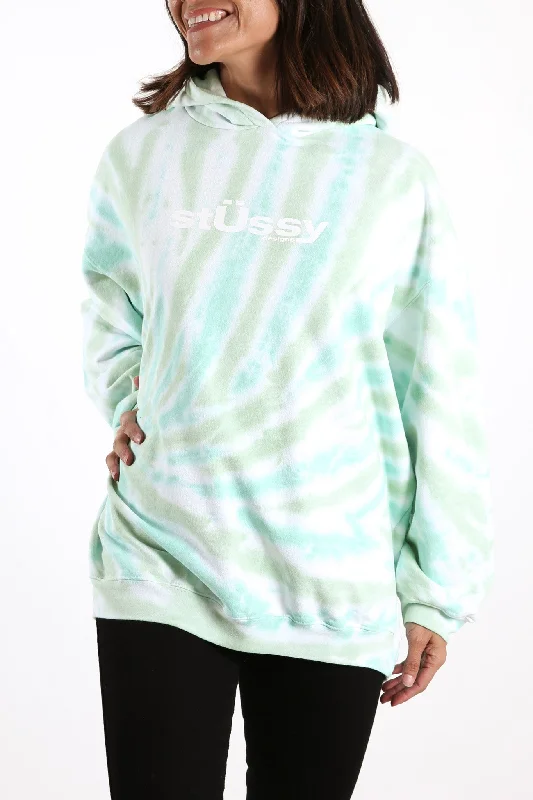 Warped Tie Dye Hood Green