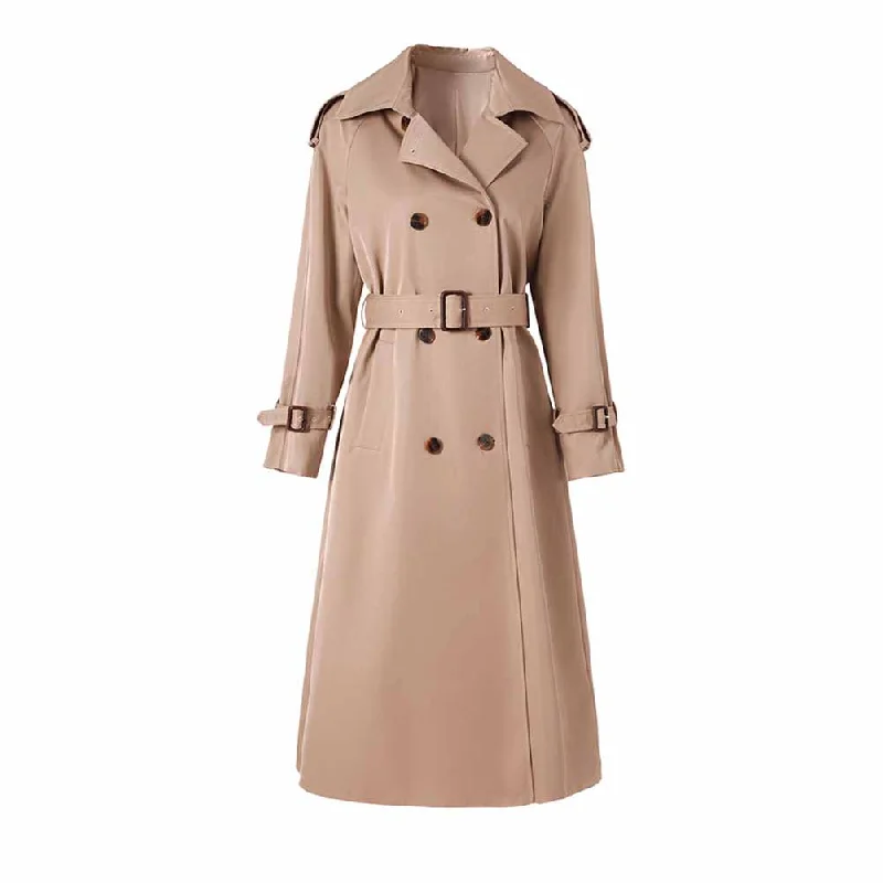 Women double breasted trench coat with belt