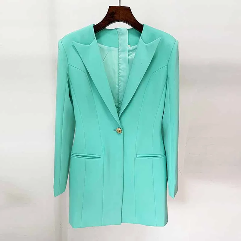 Women's One Button Blazer Dress Back Zip Up Long Sleeve V Neck Bodycon Cocktail Dress