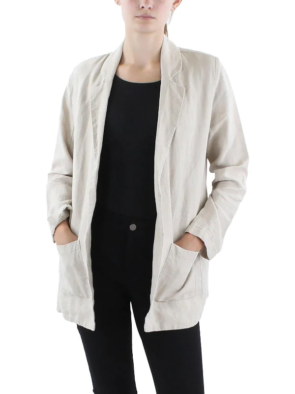 Womens Organic Linen Open-Front Blazer