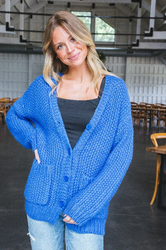 Eleanor Button Down Cardigan, Electric Blue | Sadie & Sage