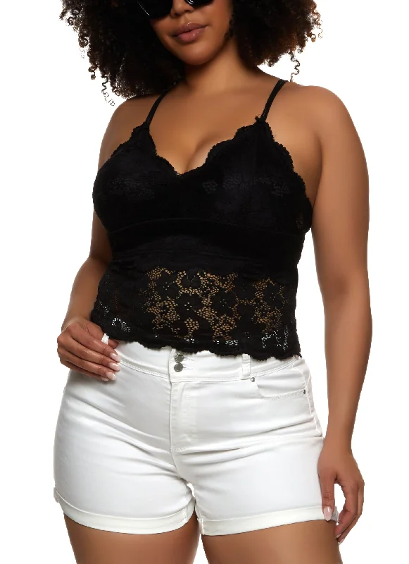 Plus Size Floral Lace Cropped Cami