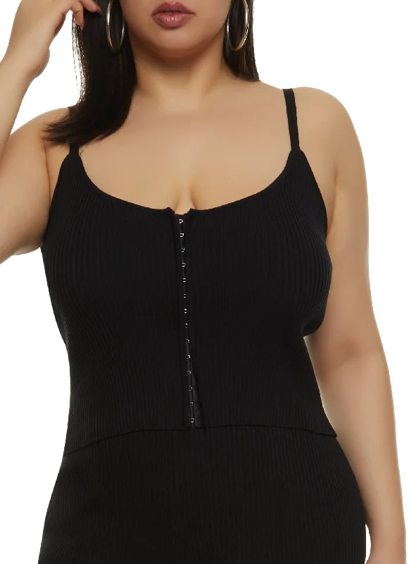 Plus Size Ribbed Hook and Eye Cami