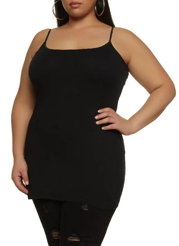 Plus Size Solid Scoop Neck Cami