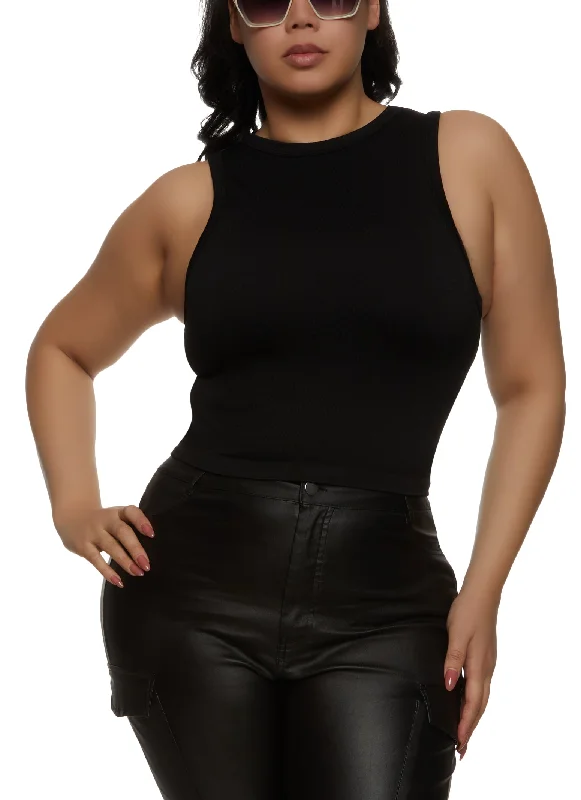 Plus Size Textured Knit Racerback Tank Top