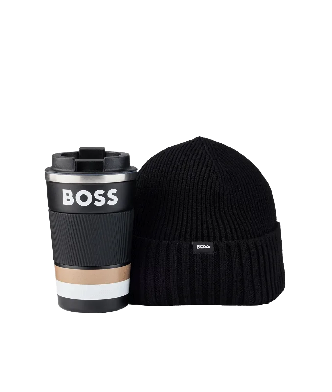 Gift-boxed Travel Mug and Beanie Hat Set - Multi