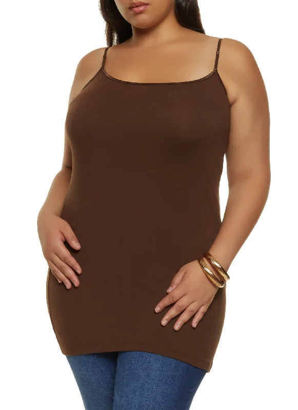 Plus Size Solid Scoop Neck Cami