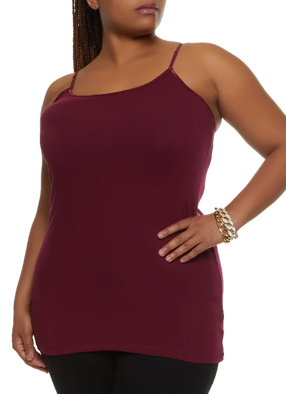 Plus Size Solid Scoop Neck Cami