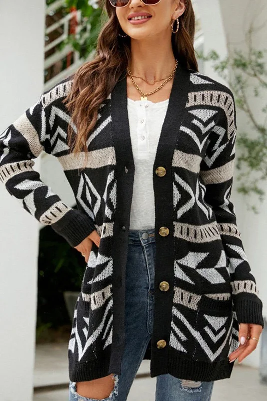 WOMEN BOHEMIAN WESTERN AZTEC PATTERN CARDIGAN