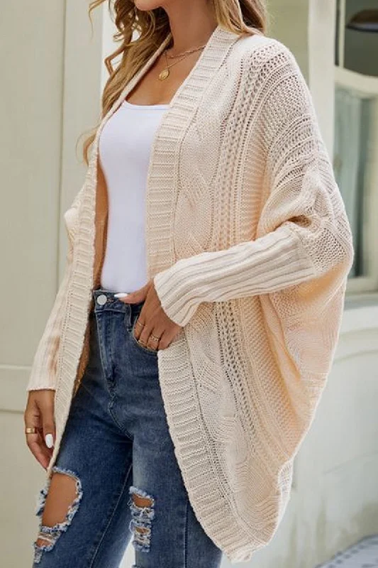 WOMEN CHUNKY KNITTED SOLID FALL WINTER CARDIGAN