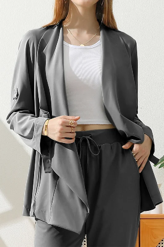 OVER LOOSE FIT TRENCH CARDIGAN WITH DRAWSTRING