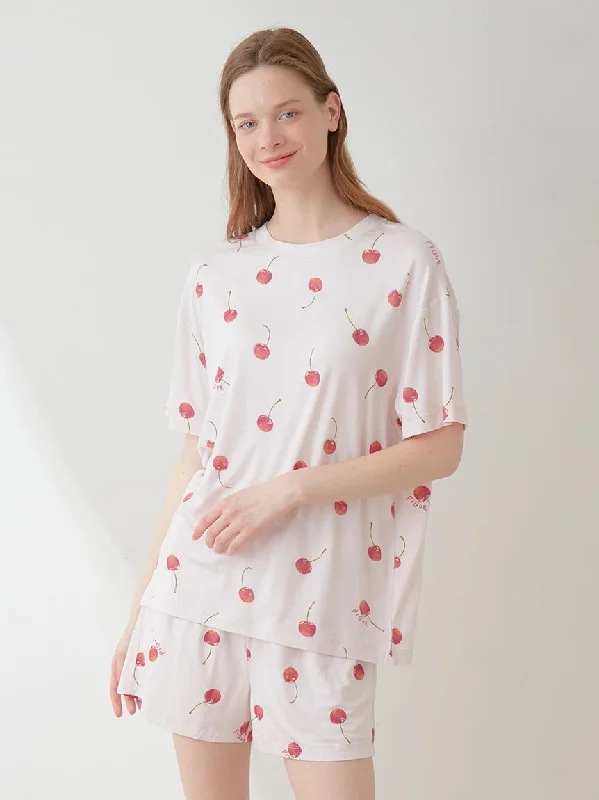 Fruit Pattern Drop Shoulder Lounge T-Shirt