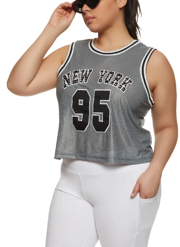 Plus Size Studded New York 95 Basketball Jersey