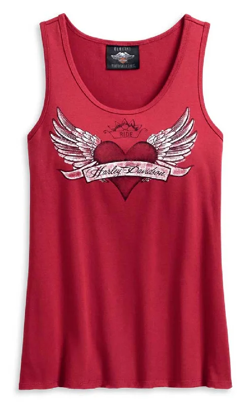 Harley-Davidson® Women's Winged Heart Sleeveless Tank Top - Red 96218-20VW