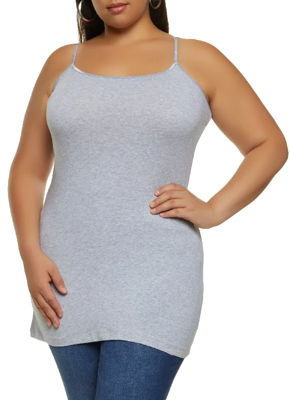 Plus Size Solid Scoop Neck Cami