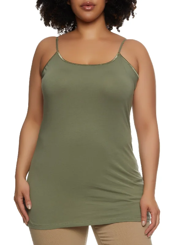 Plus Size Solid Scoop Neck Cami