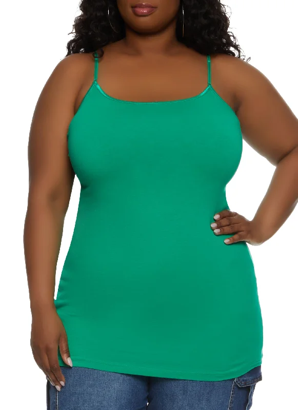 Plus Size Solid Scoop Neck Cami