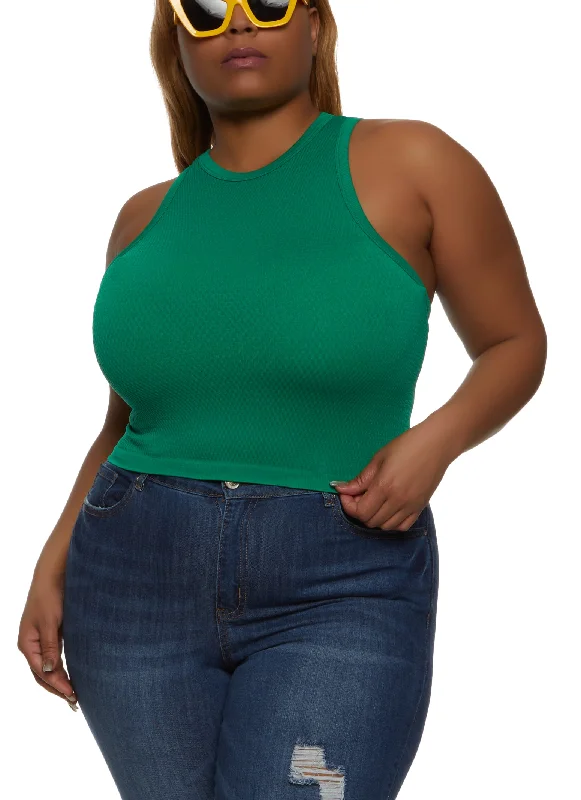 Plus Size Textured Knit Racerback Tank Top