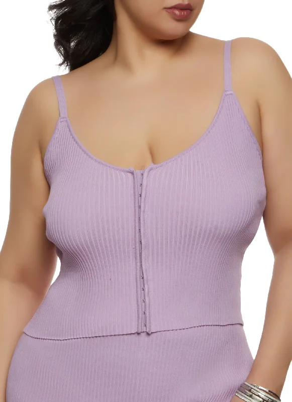 Plus Size Ribbed Hook and Eye Cami